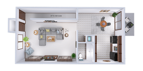 Floor plan for 2 beds, 1.5 baths, 951 sqft